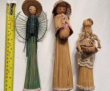 Vintage Asian Straw Lady Figurines,  dolls