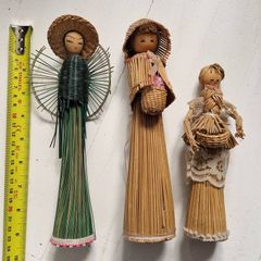 Vintage Asian Straw Lady Figurines,  dolls