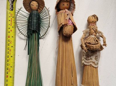 Vintage Asian Straw Lady Figurines,  dolls