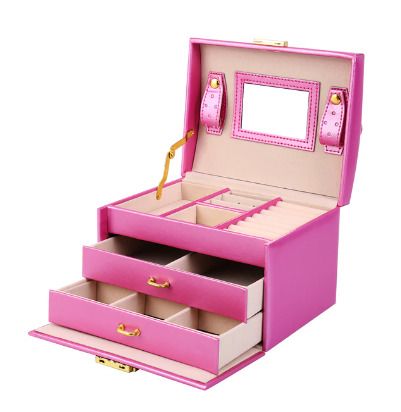 BRAND NEW 3 Layer Velvet PU Jewelry Box Organizer