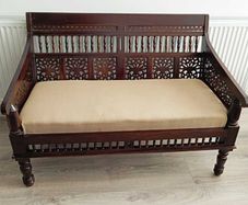 Stunning 2 Seater Wooden Sofa (Walnut Finish)