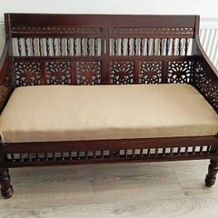 Stunning 2 Seater Wooden Sofa (Walnut Finish)