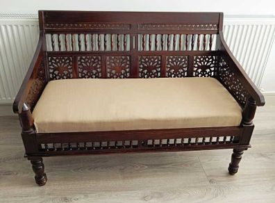 Stunning 2 Seater Wooden Sofa (Walnut Finish)