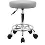 PU Leather Round Rolling Stool with Foot Rest Swivel Height Adjustment Spa Drafting Salon Tattoo Work Office Massage Stools Task Chair Small (Gray) Image 2