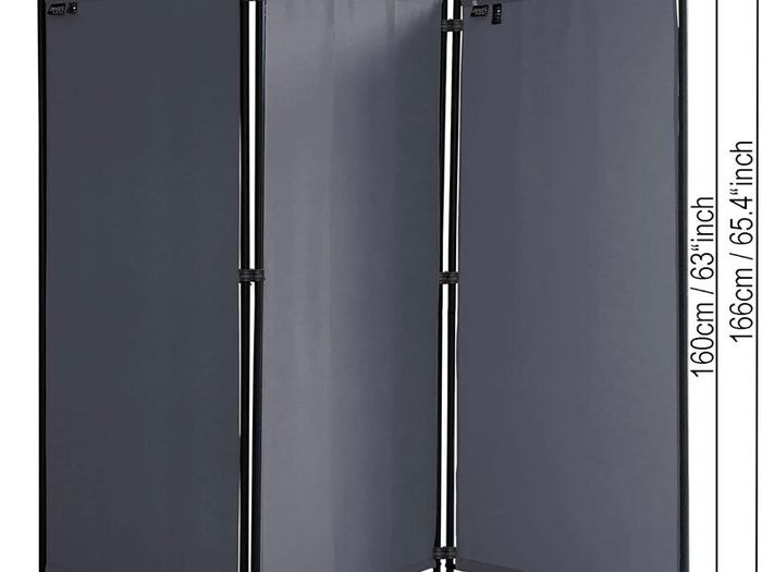 170 x 165 cm, Fabric Room Divider / Balcony Privacy Screen, Folding, Grey