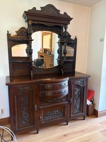 Vintage Solid Wood Sideboard with Mirror