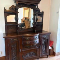 Vintage Solid Wood Sideboard with Mirror