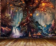 Magical Forest Tapestry Life Tree Tapestry Trippy Wall Tapestry Wall Hanging For Bedroom (MULTIPLE SIZES)