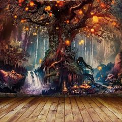 Magical Forest Tapestry Life Tree Tapestry Trippy Wall Tapestry Wall Hanging For Bedroom (MULTIPLE SIZES)