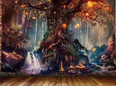 Magical Forest Tapestry Life Tree Tapestry Trippy Wall Tapestry Wall Hanging For Bedroom (MULTIPLE SIZES)