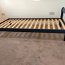 Single Ikea Neiden wooden bed, blue, with mattress Image 2