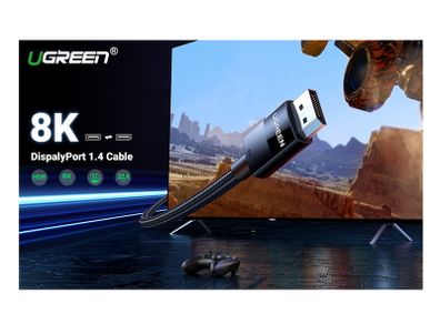 Ugreen Premium 3M DisplayPort 1.4 UHD/3D 8K (7680x4320@60Hz) 32.4Gbps (Cotton Braided/Gold Plated) Cable (Brand New/Warranty)