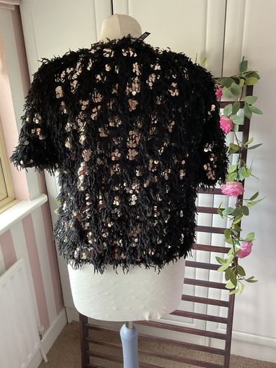 top bnwot elli white top size large black occasion wear top with embellishment