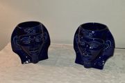 Pair of 1960's Price Kensington pottery blue Pharaoh mugs