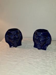 Pair of 1960's Price Kensington pottery blue Pharaoh mugs