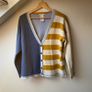 White Stuff Reversible Knit Cardigan Striped / Solid Blue Multi Image 3