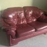 Leather couch, burgundy colour Image 2