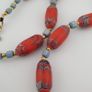 Antique Venetian Style Trade Glass & Stripe Skyblue Glass Beads Necklace Image 9