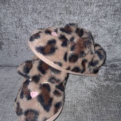 Brand New River Island Fluffy Leopard Print Sling Back Slippers - Size - C9 - RRP - 14.00 - Sterling - 19.99 - Euro