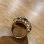 Gold Costume Ring Onyx Sparkle Stones Image 2