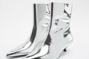 ZARA Metallic Effect LEATHER Ankle Boots
