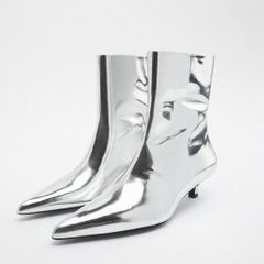 Zara Metallic Effect Leather Booties