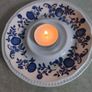 Staffordshire Blue Onion Orphan Saucer Made in England By KENSINGTON  Vintage Blue Ironstone AS NIGHT LITE CANDLE HOLDER. Image 6