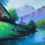 Large Vintage Peruvian Landscape Oil Painting 1993 - Ancash - Signed Angel Rodriguez - Framed Image 3