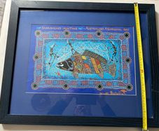 Framed Australian Aboriginal Art Print - "Barramundi Hunting" by Malla (Bulurru)