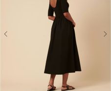 Black Cropped Sleeve A-Line Midi Dress Size UK 14 (Excellent Condition)