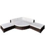 6 Piece Garden Lounge Set with Cushions Poly Rattan Brown Image 3