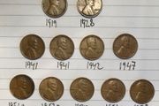 Set Of US 1 Cent Wheat Penny Coins