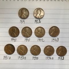 Set Of US 1 Cent Wheat Penny Coins