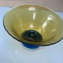 Reduced Vintage large 28cm diameter Centrepiece amber and blue glass pedestal bowl Image 2
