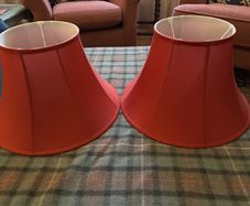 Pair of Red Silk Lampshades 16 inch