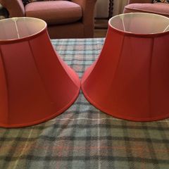 Pair of Red Silk Lampshades 16 inch