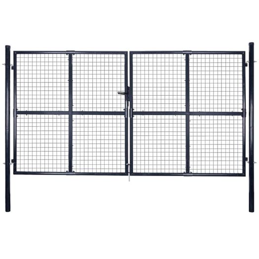 Mesh Garden Gate Galvanised Steel 289x175 cm Grey