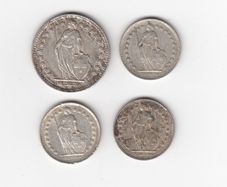 Switzerland, 4 x 83.5% Silver Coins,  (No: 408)