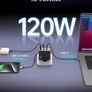 USB C Charger, MacBook Pro/Air Charger, 3-Port 120W GaN Fast Charger, PD3.0, PPS, USB Plug UK, USB-C Laptop Charger for MacBook Pro, MacBook Air, iPhone 16/15, Galaxy S24/S23, iPad, Laptops Image 3