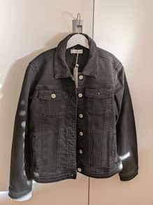 Mango black denim jacket age 13-14. New.