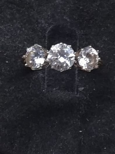 Vintage 9ct Gold Three Stone Ring Dublin Hallmark Size 51.5