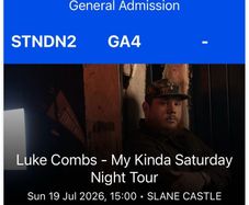 2 Luke Combs Tickets Sun 19th July