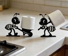 2pcs Smiling Ant Toilet Paper Holder - Fun Bathroom Decor!