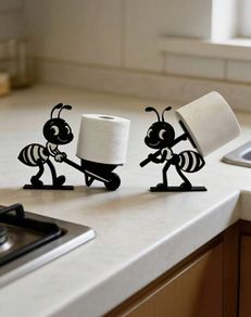 2pcs Smiling Ant Toilet Paper Holder - Fun Bathroom Decor!