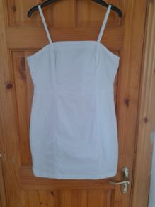 ladies white denim dress