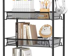 4-Tier Rolling Cart,Easy Assemble Mobile Storage Trolley On Wheels,Slide Out Utility Cart Shelving Units Kitchen Bathroom Laundry Room,Black
