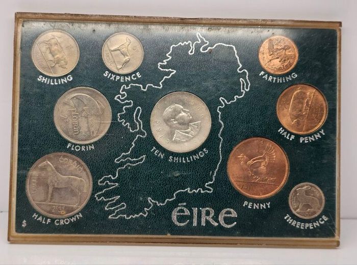 Ireland 1966 Uncirculated Coin Set in Plastic Holder Includind Silver 1966 10 Shillings