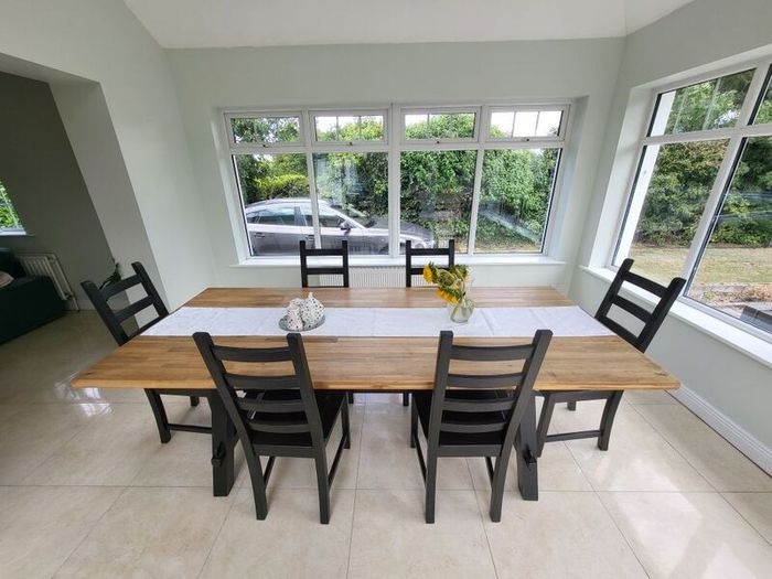Ikea Skogsta Dining table, 6 chairs and bench