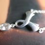 Sweet Sterling Silver 925 & Amethyst Ribbon Design Drop Pendant Necklace 4,4g - L16" Image 2