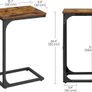 C-Shaped Side Table, Bedside Table, Sofa Side Table, Coffee Table, with Metal Frame, Industrial, for Living Room, Bedroom, Rustic Brown and Black Image 5
